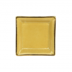 Vuotatasche piccolo o posacenere in porcellana di Limoges giallo senape elegante e personalizzabile