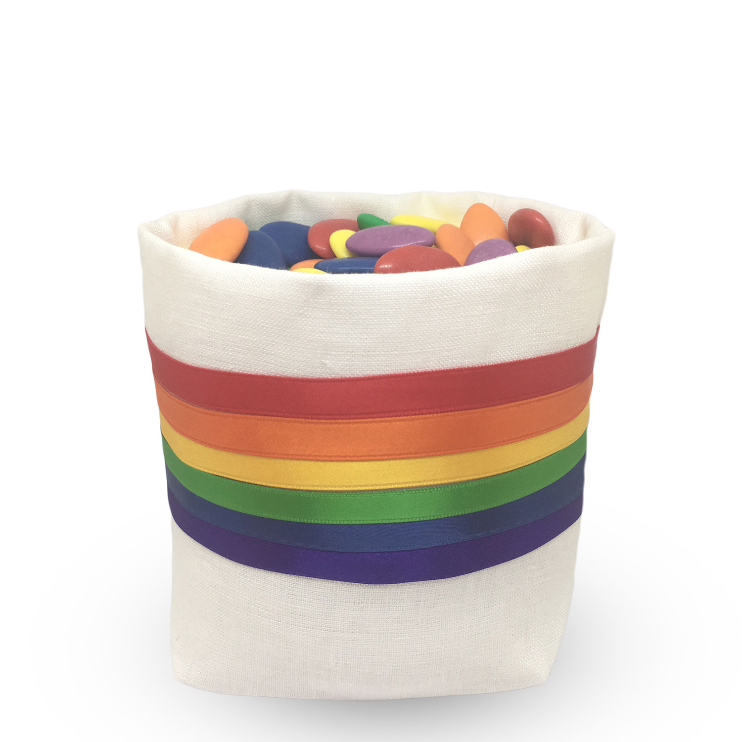 Sacchettone di Lino portaconfetti colori Arcobaleno