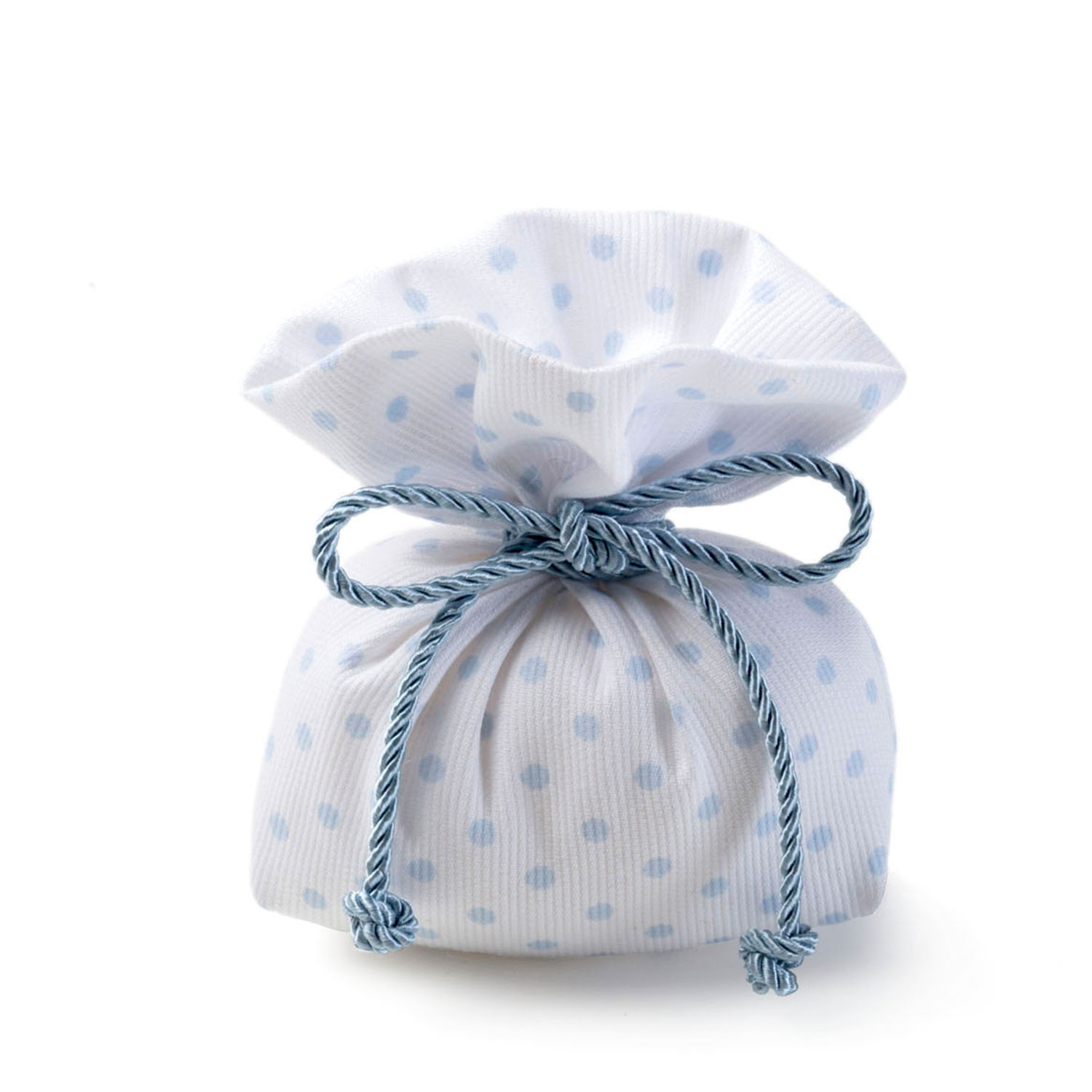 Sacchetto di Piquet bianco con pois Azzurri e torchon Azzurro